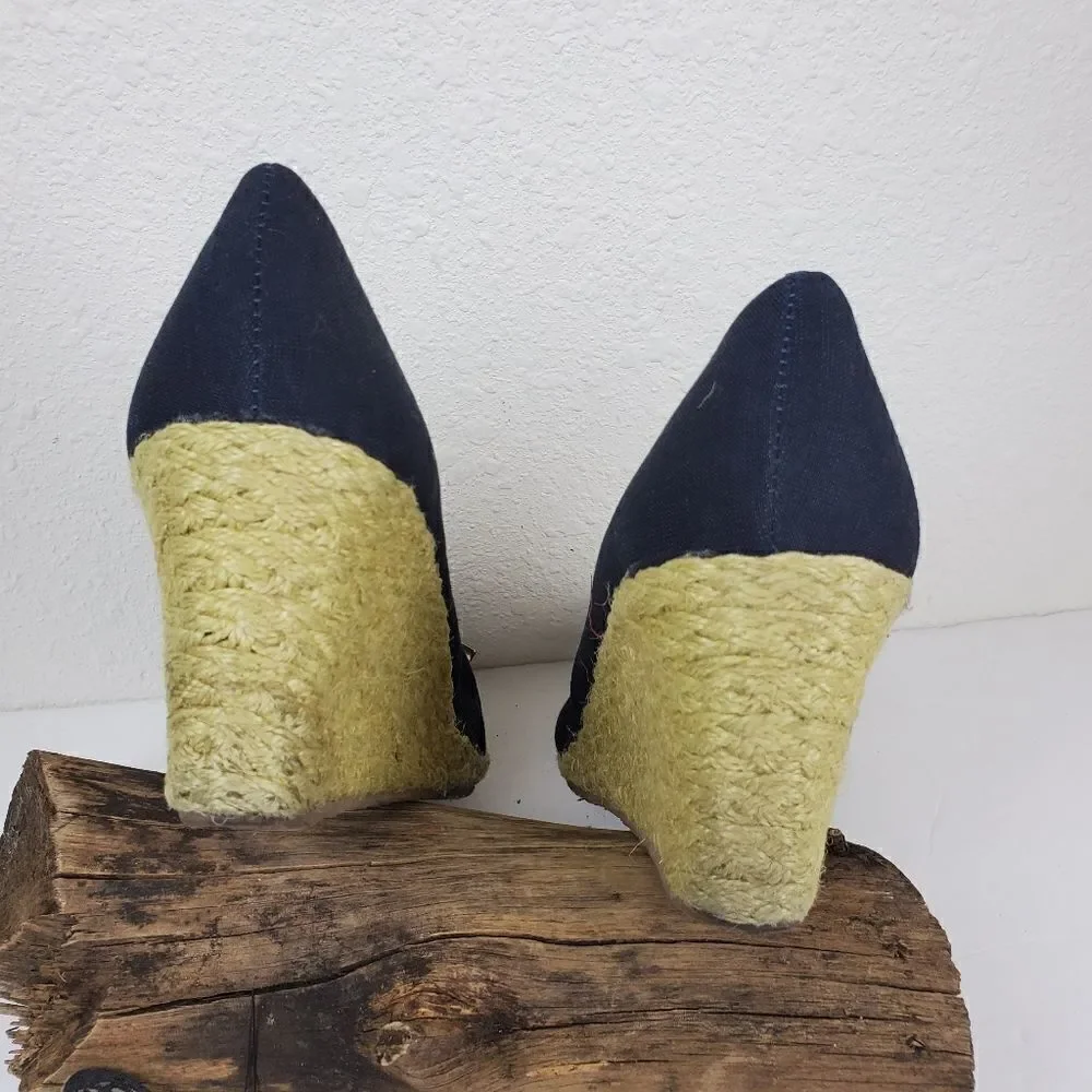 Fitzwells Navy espadrilles wedges with bow